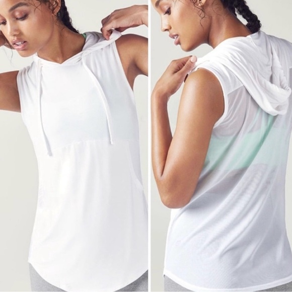 Fabletics Women’s White Sleeveless Hoodie Top Size XXS - Picture 1 of 7